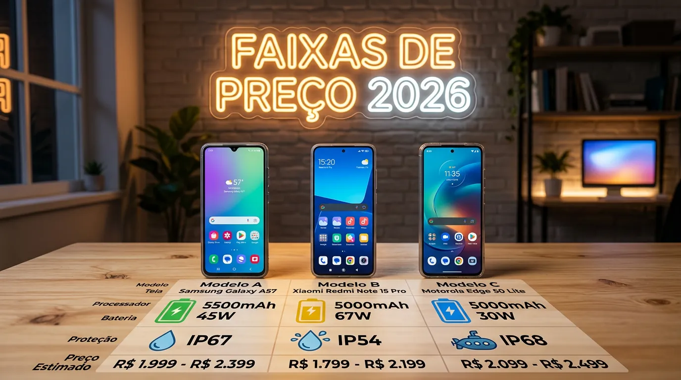 Comparativo de celulares intermediários em 2026