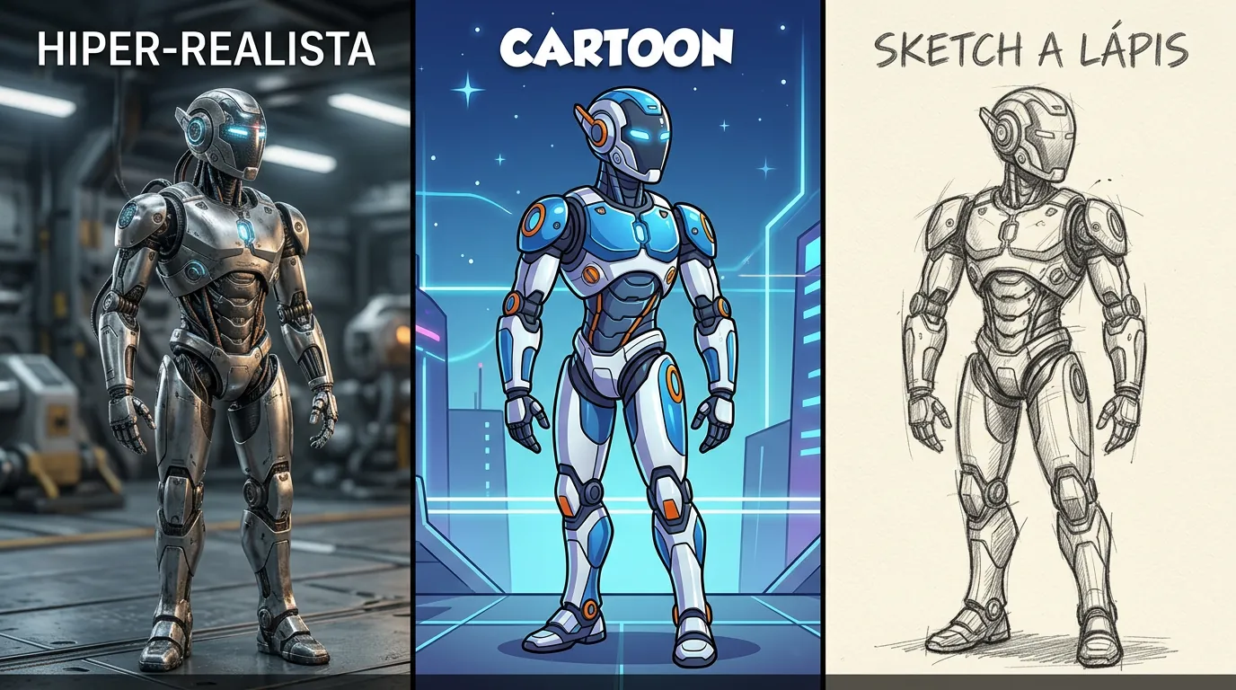 Comparativo de estilos de IA geradora de imagens