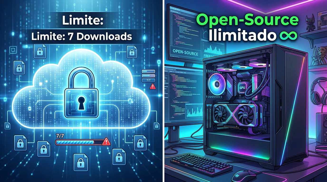 Comparação entre limites de plataformas na nuvem e modelos open-source locais de música com IA