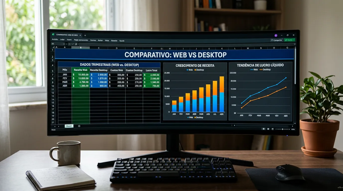 Diferenças entre o Excel Online gratuito e a versão paga de desktop