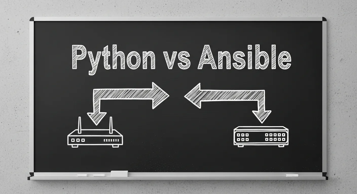Lousa com comparativo Python e Ansible