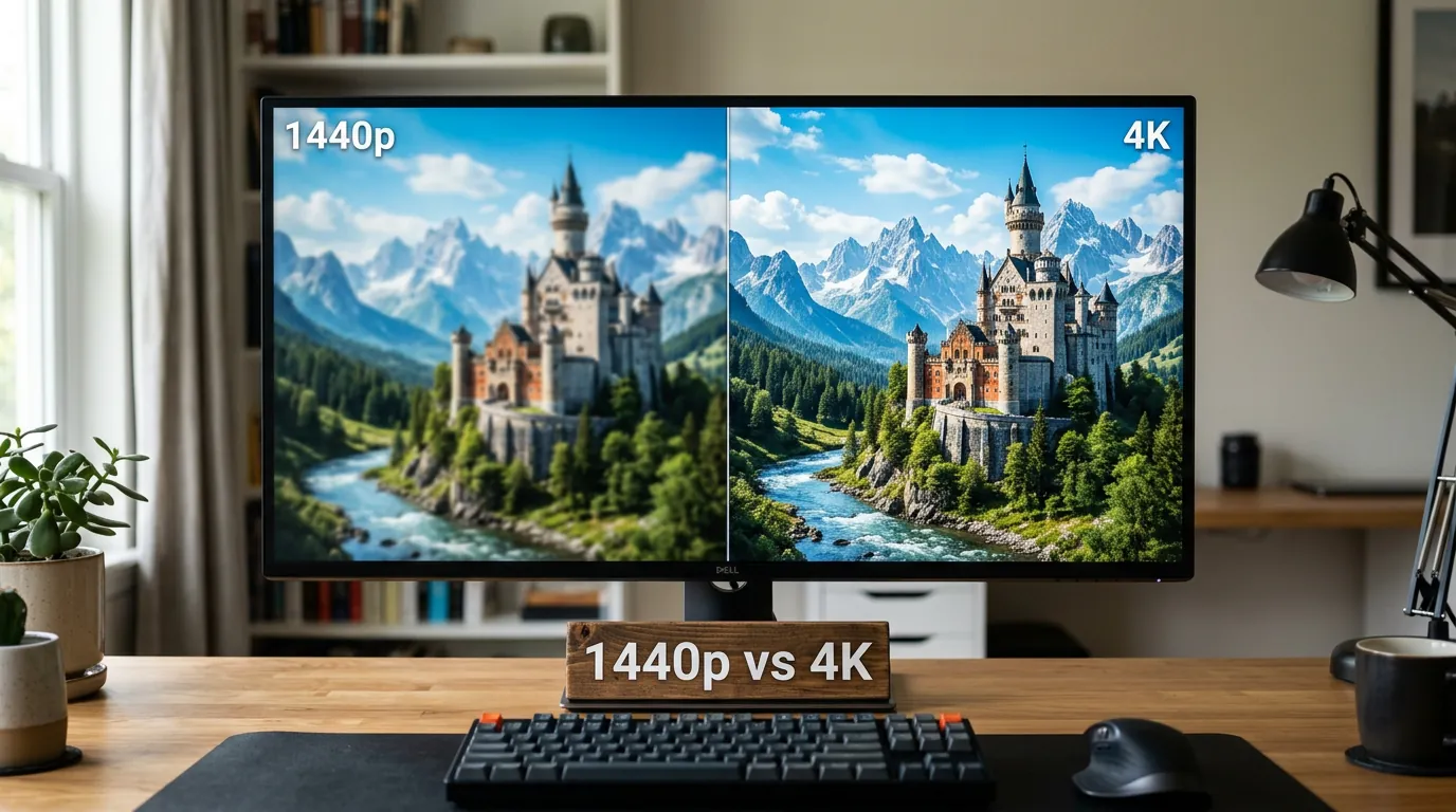 Comparativo de resolução de monitor 1440p e 4K