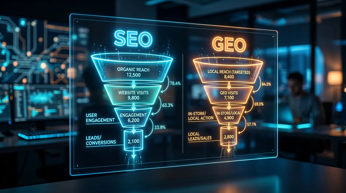 Comparativo visual entre SEO e GEO