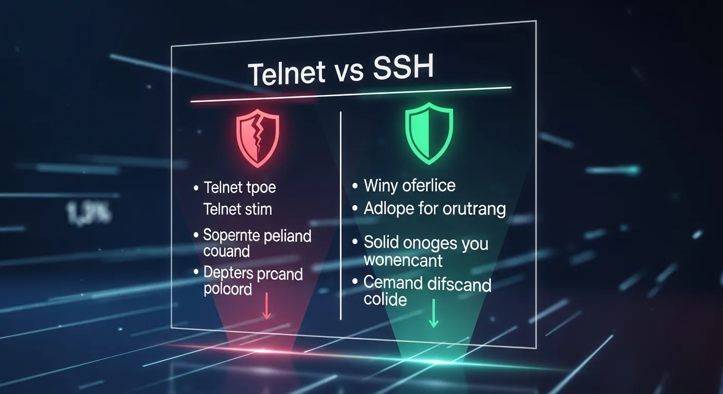 Comparativo visual entre Telnet e SSH