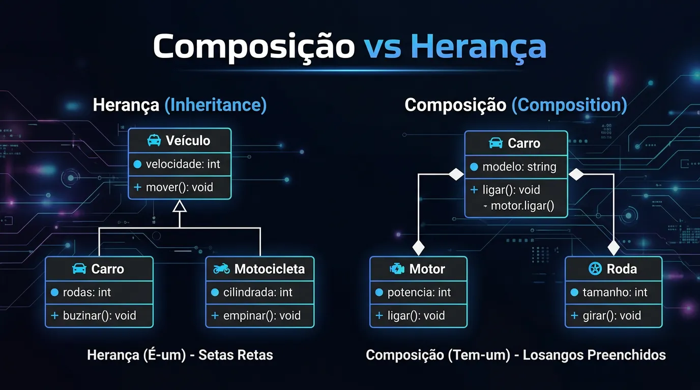Diagrama UML de Composição e Herança em POO