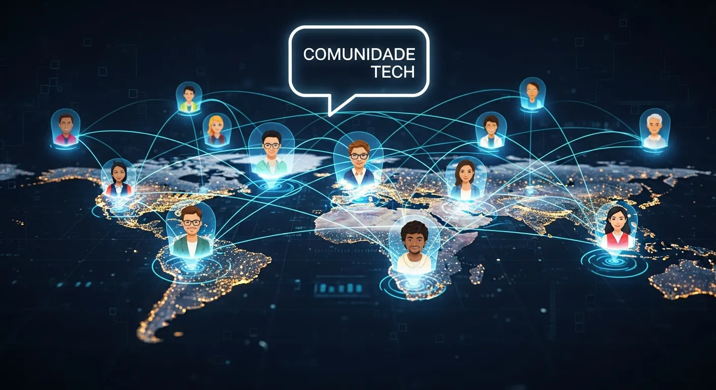 Ilustração de comunidade de tecnologia colaborando