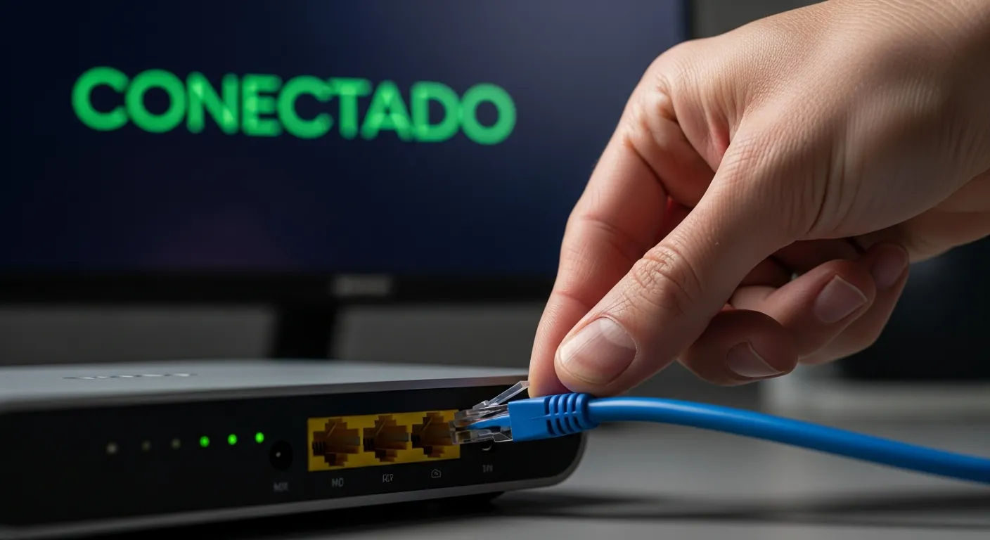 Conectando cabo de rede no roteador