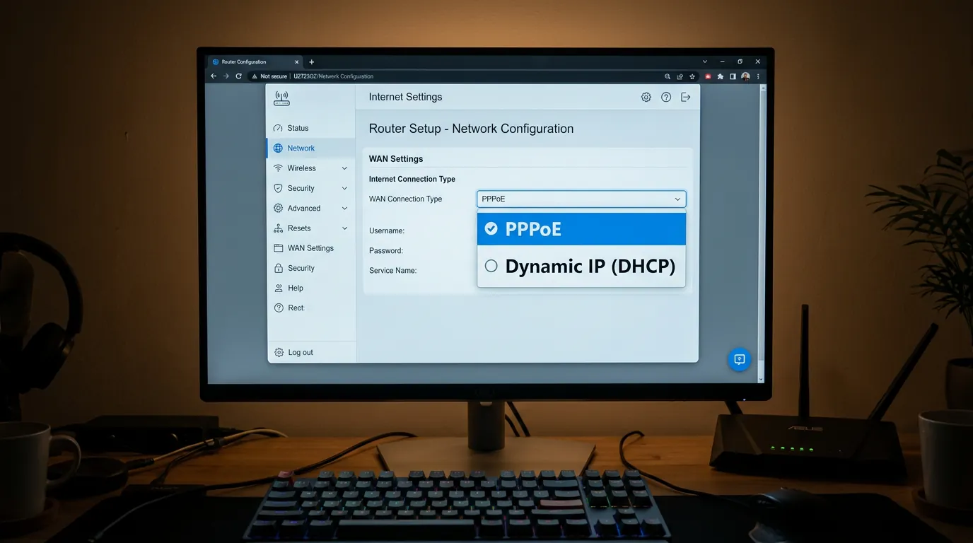 Interface de configuração de roteador WAN