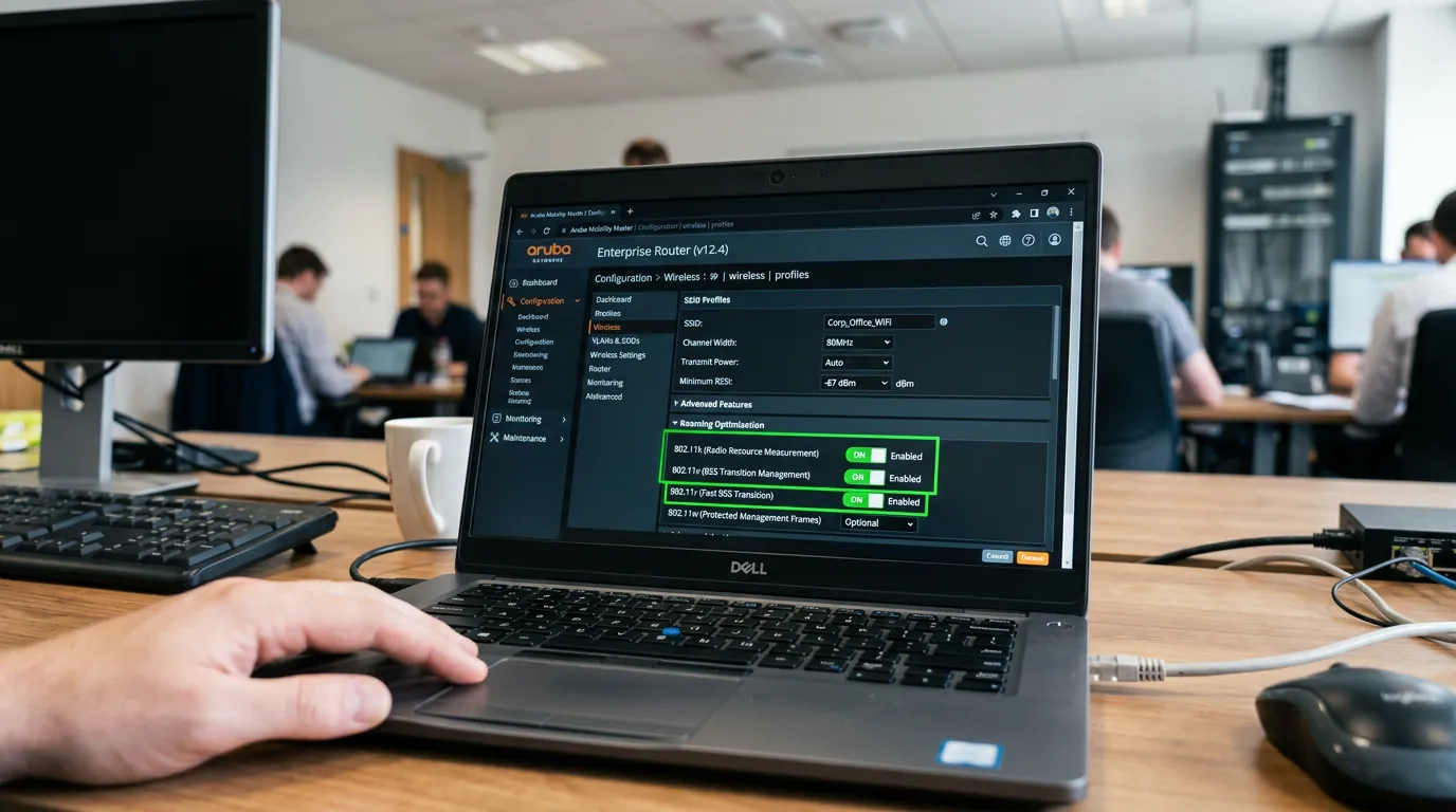 Tela de configuração de roteador com protocolos 802.11kvr