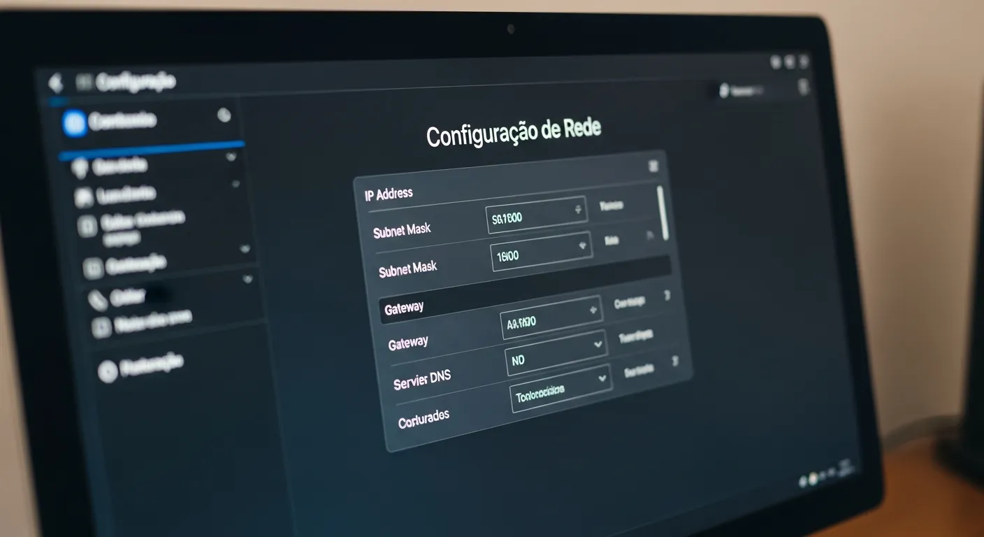 Painel de configuração de rede no computador
