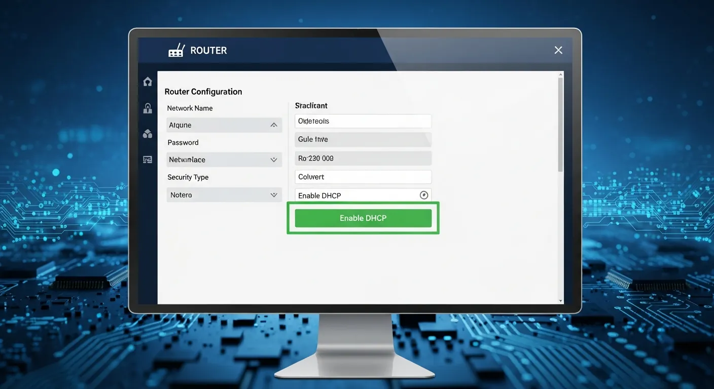 Painel de configuração de servidor DHCP em um roteador