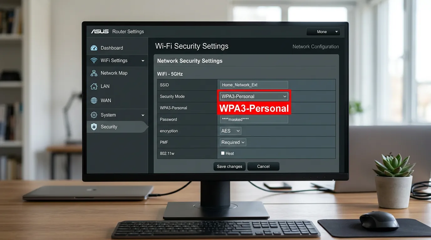 Tela de configuracao do WPA3 no roteador