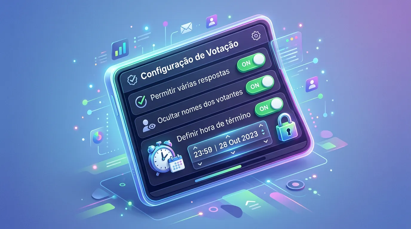 Configurações de voto único, voto anônimo e prazo na enquete do WhatsApp