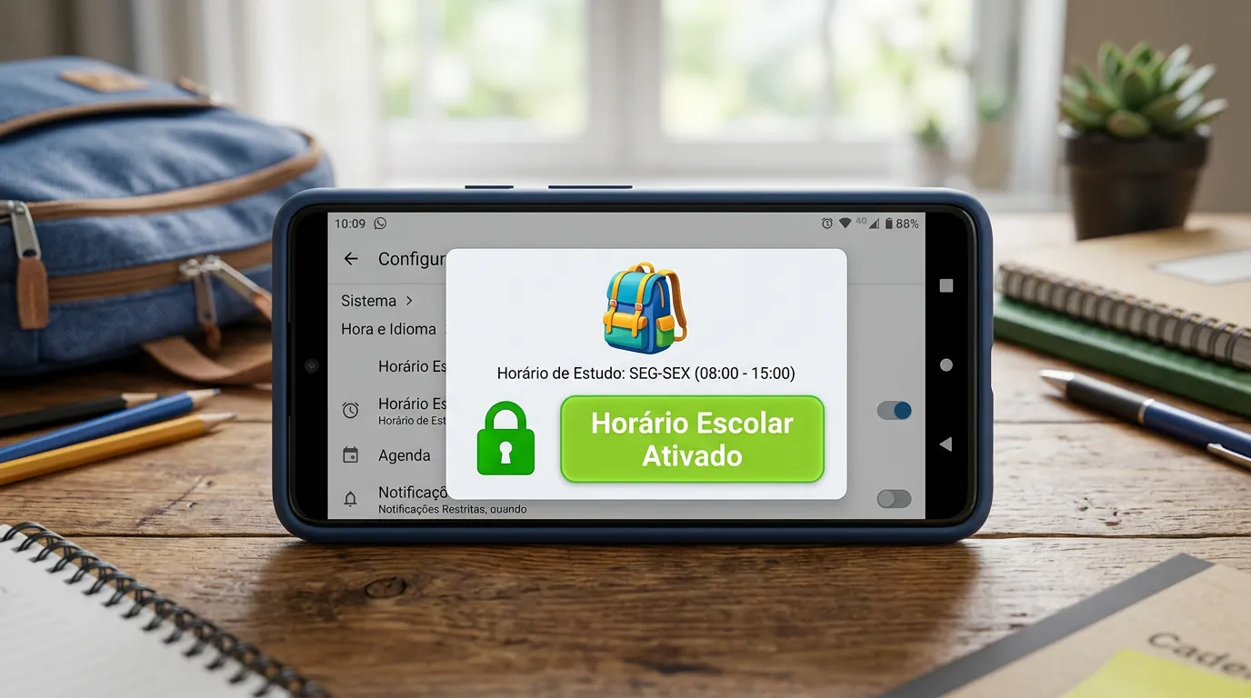 Configuração do Horário Escolar e limites de aplicativos no Google Family Link para Android