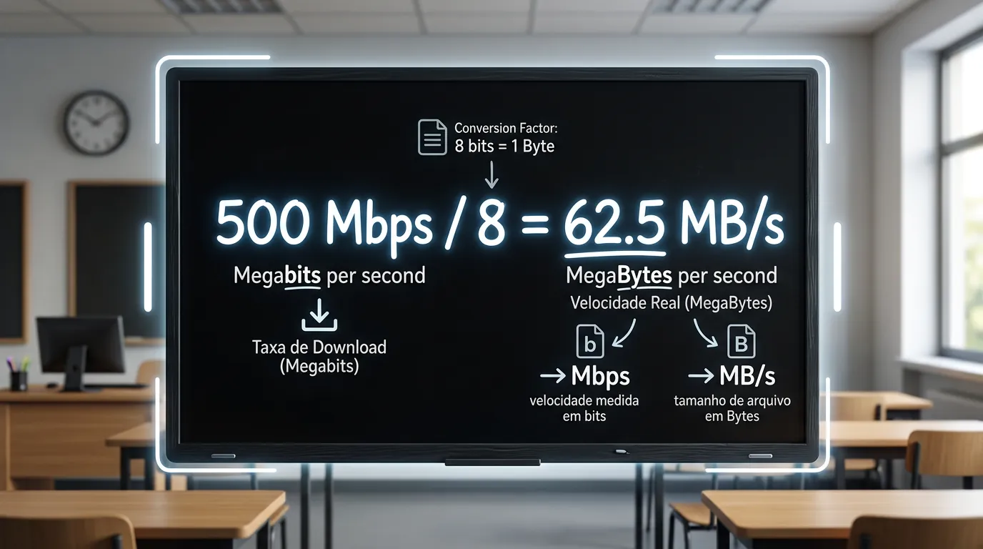 Cálculo de conversão de Megabits para Megabytes