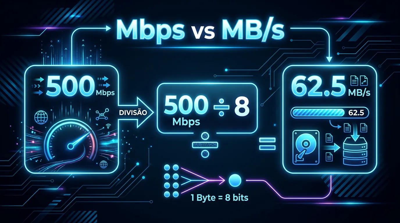 Infografico conversao Megabits para Megabytes