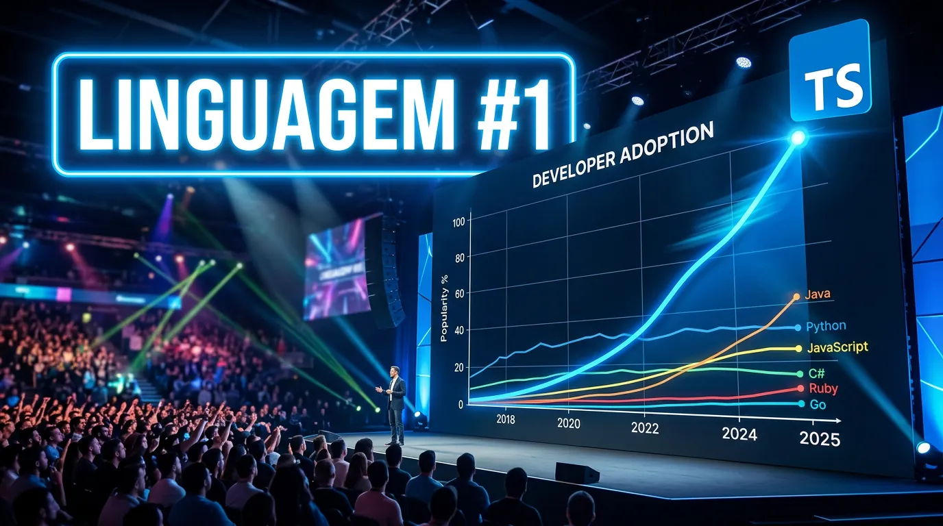 Gráfico mostrando crescimento do TypeScript no GitHub
