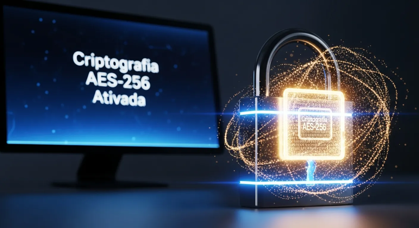 Cadeado digital protegendo dados com criptografia AES