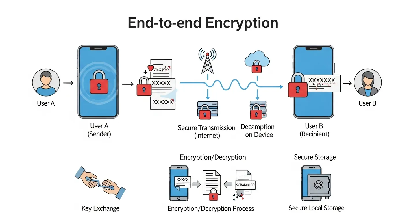 Diagrama técnico de segurança WhatsApp