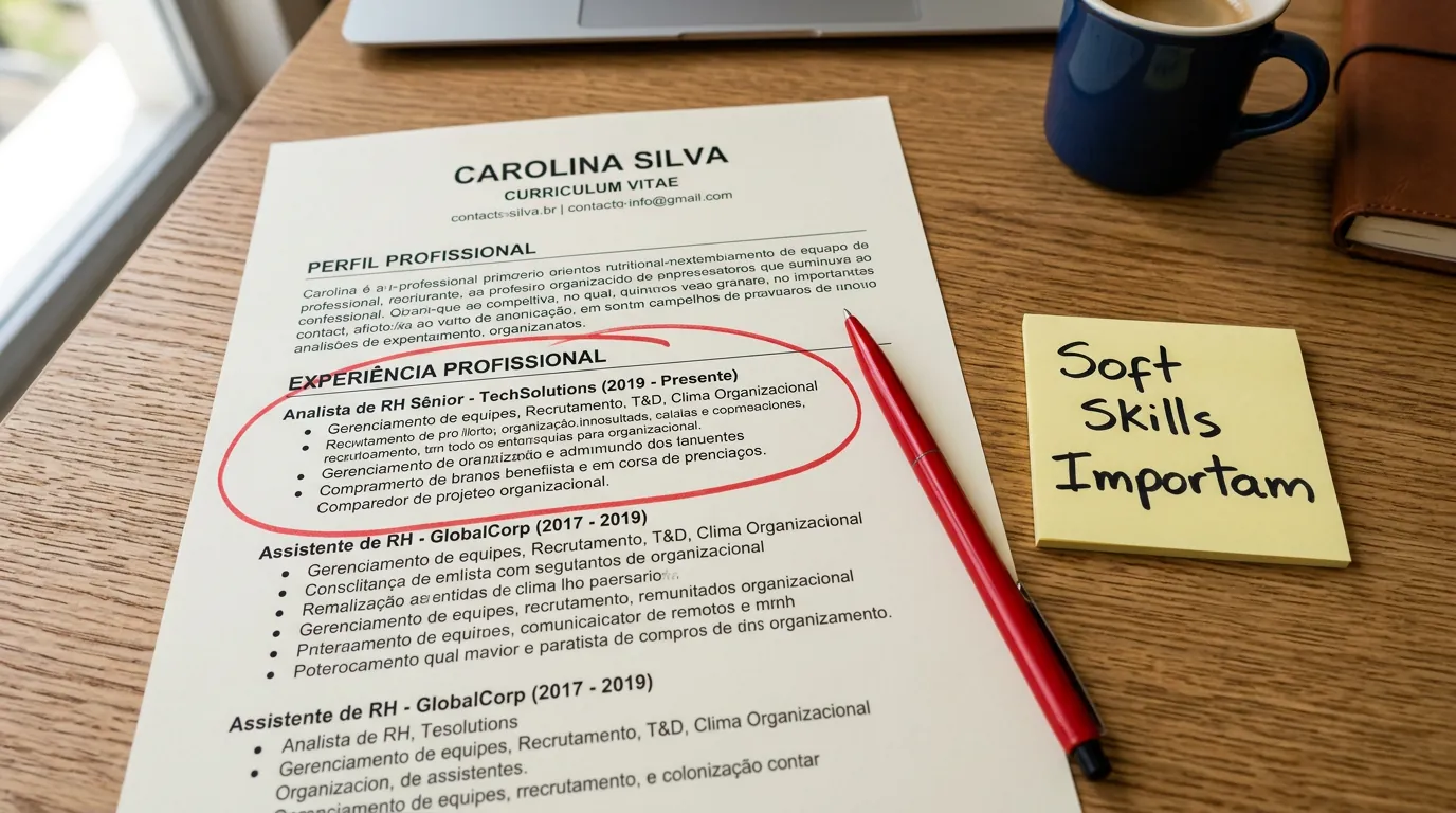 Currículo de TI destacando soft skills