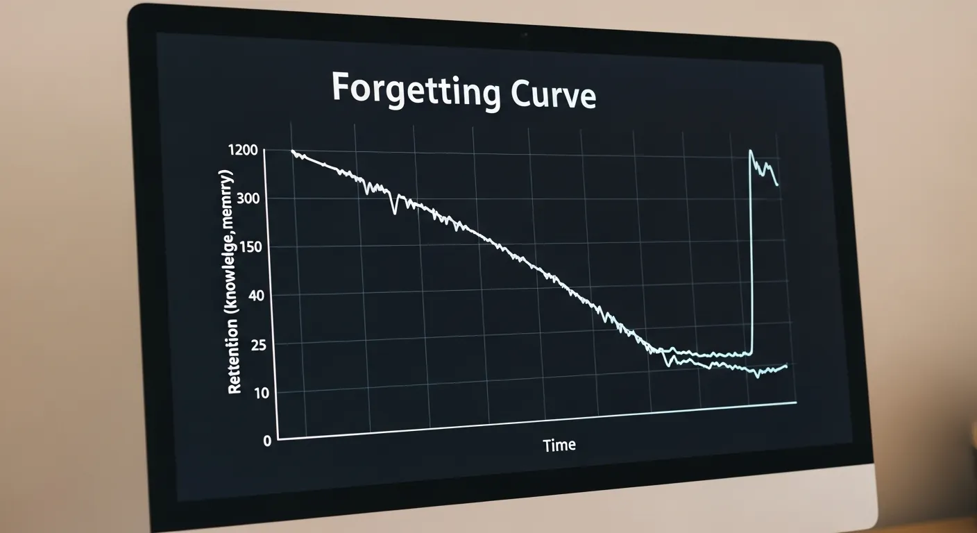 Gráfico da Curva do Esquecimento na tela do computador