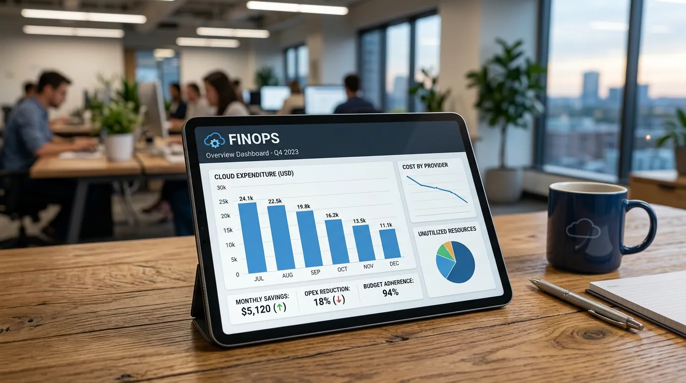 Dashboard financeiro de redução de custos em nuvem com FinOps