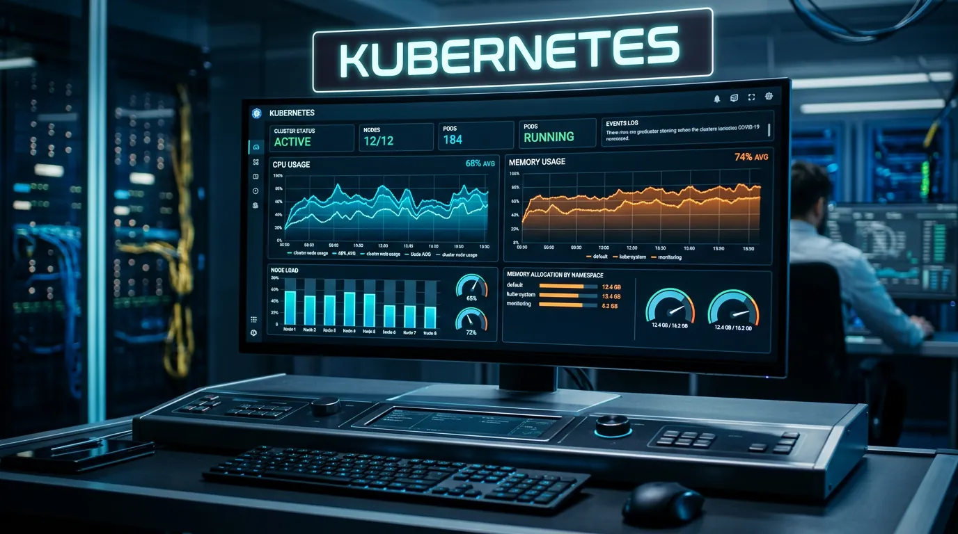 Dashboard de monitoramento de um cluster Kubernetes