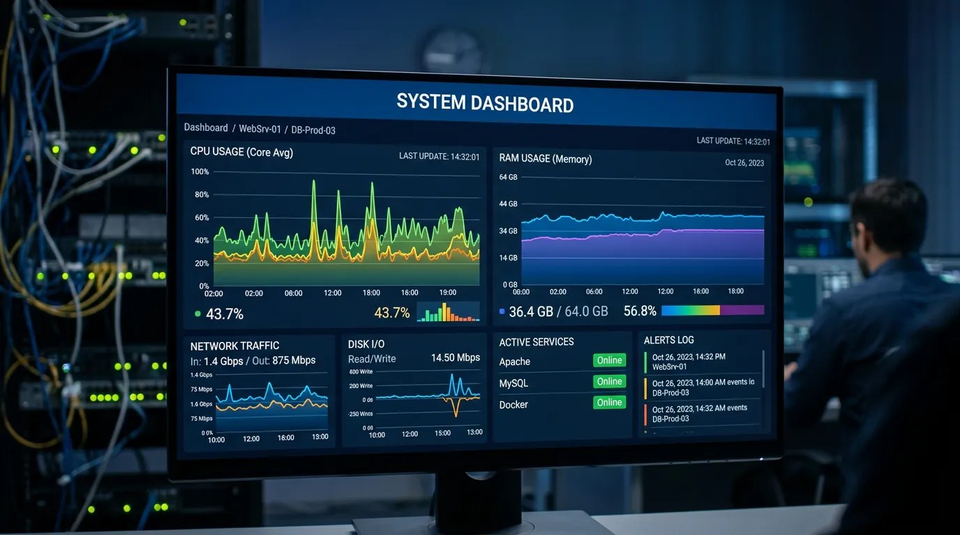 Painel de controle de sistema operacional de NAS