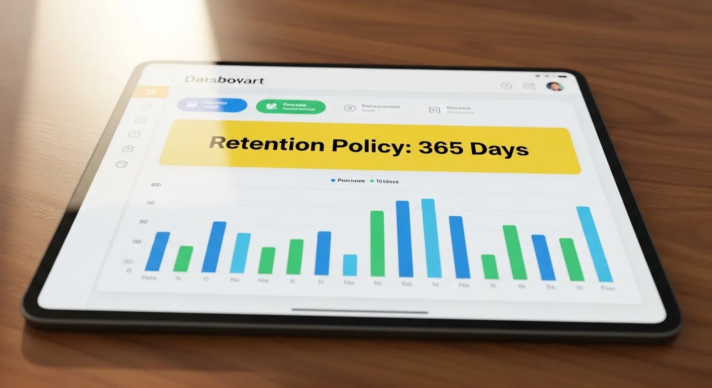 Dashboard de retenção de dados e conformidade