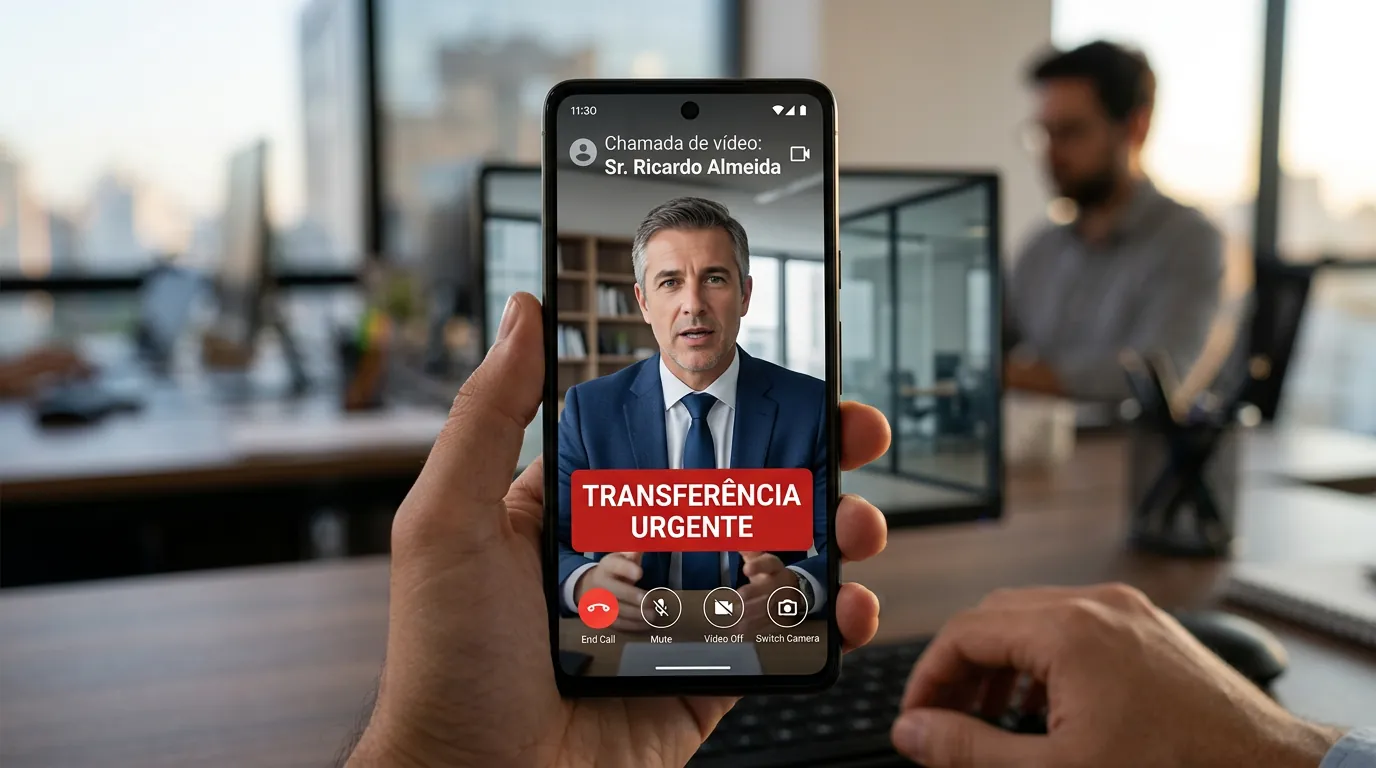 Deepfake em chamada de vídeo corporativa