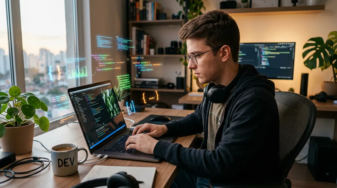 Desenvolvedor estudando programação por conta própria
