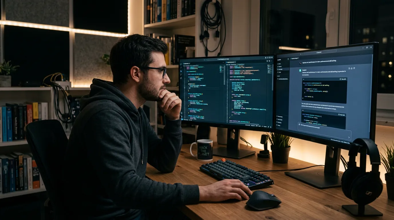 Desenvolvedor usando IA para programar orientação a objetos