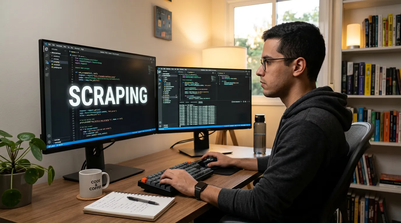 Desenvolvedor programando web scraping em Python