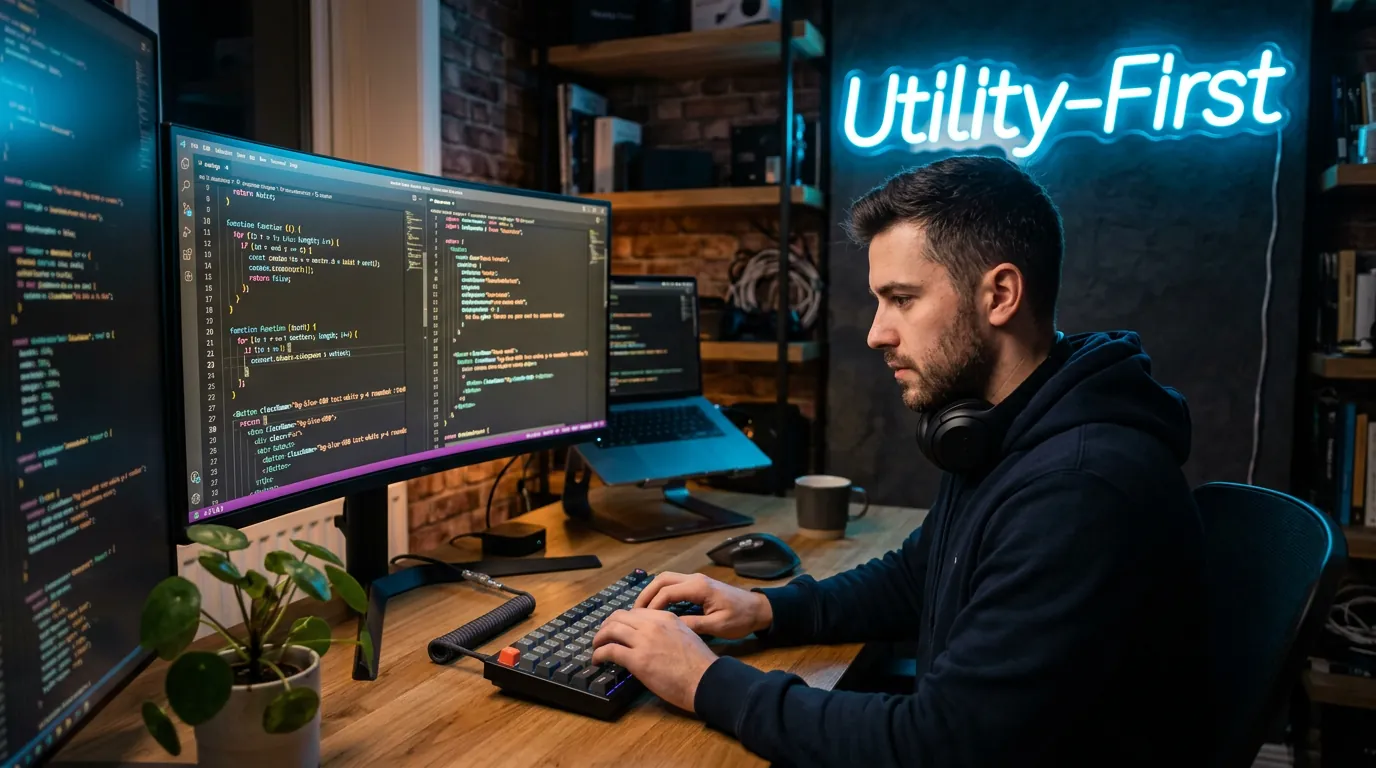Desenvolvedor programando com Tailwind CSS