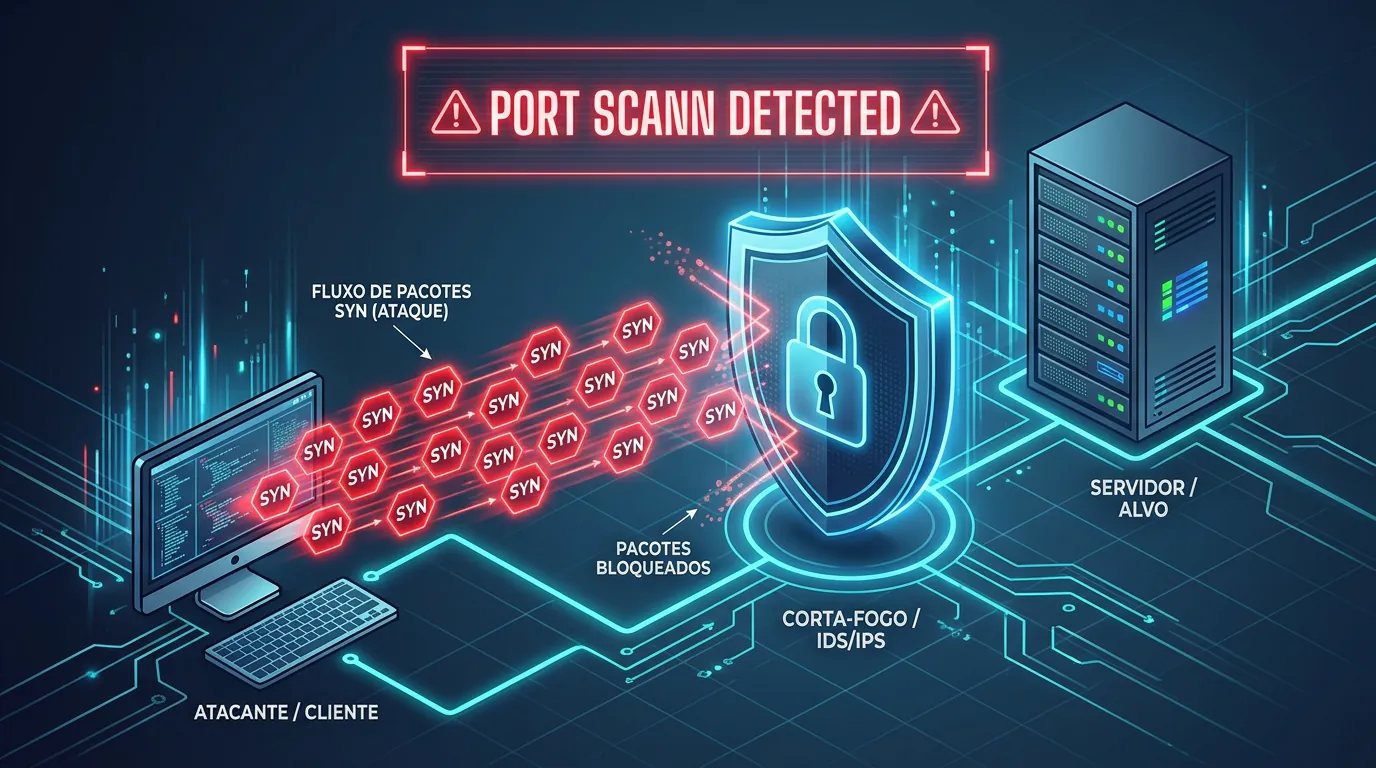 Diagrama de detecção de port scan via pacotes SYN