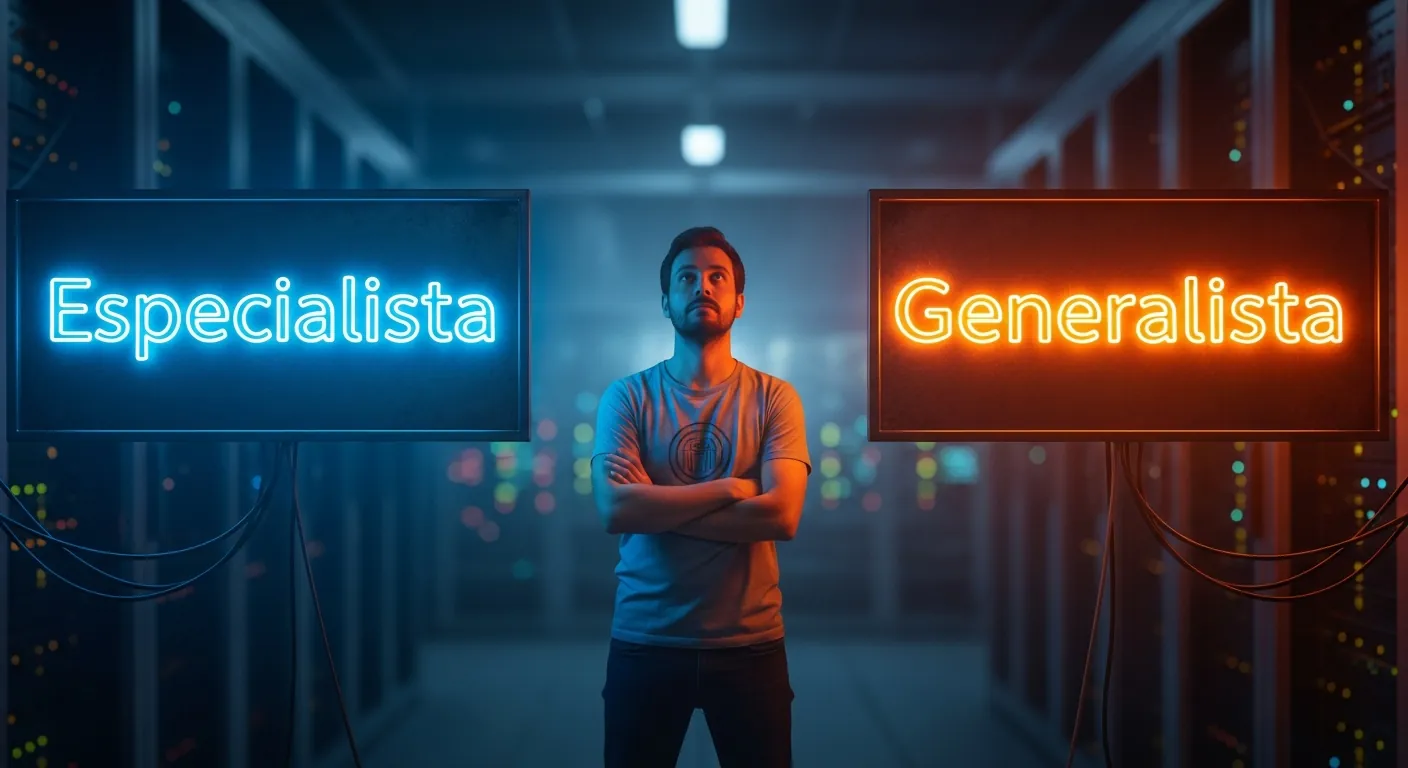 Desenvolvedor escolhendo entre ser especialista ou generalista