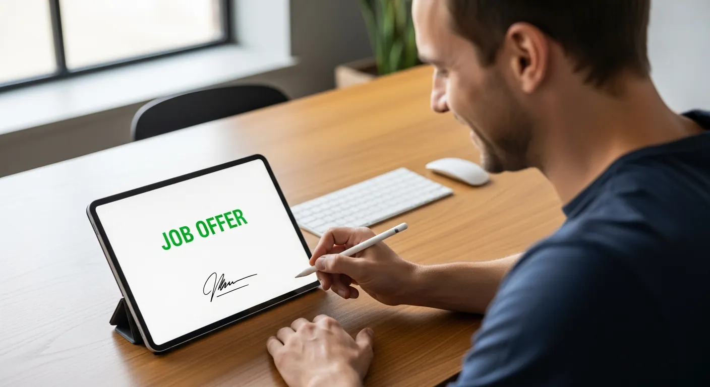 Desenvolvedor aceitando oferta de trabalho