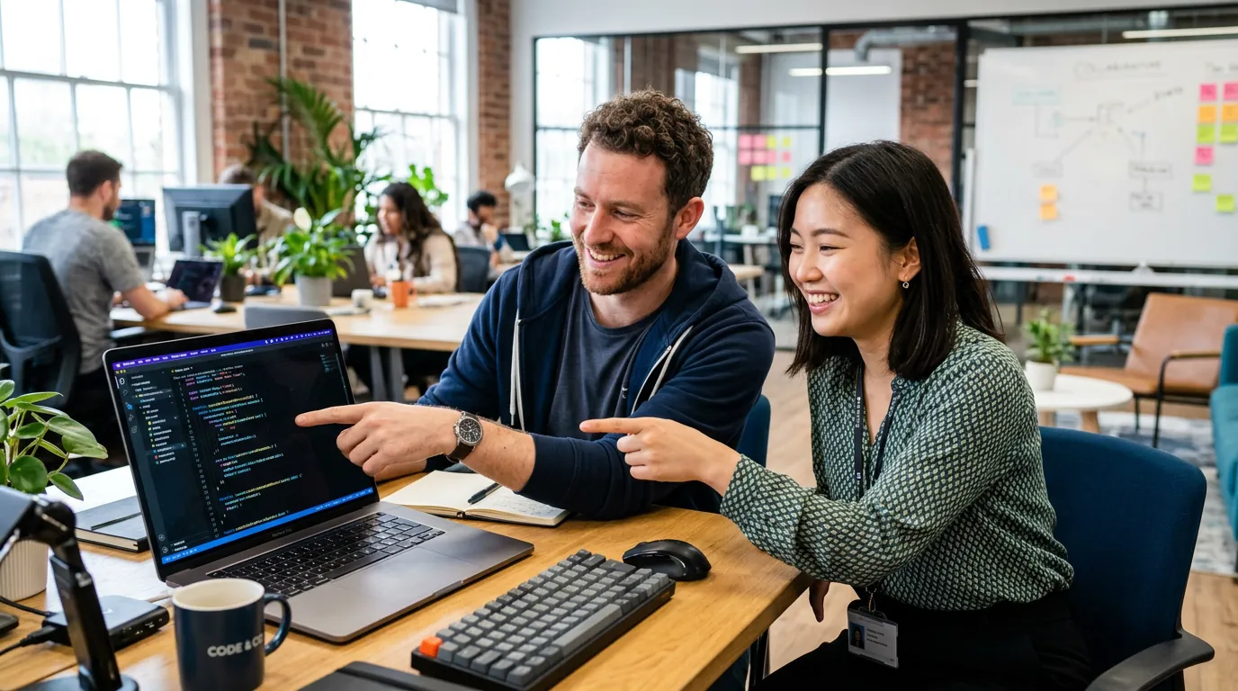 Desenvolvedores colaborando em um Code Review