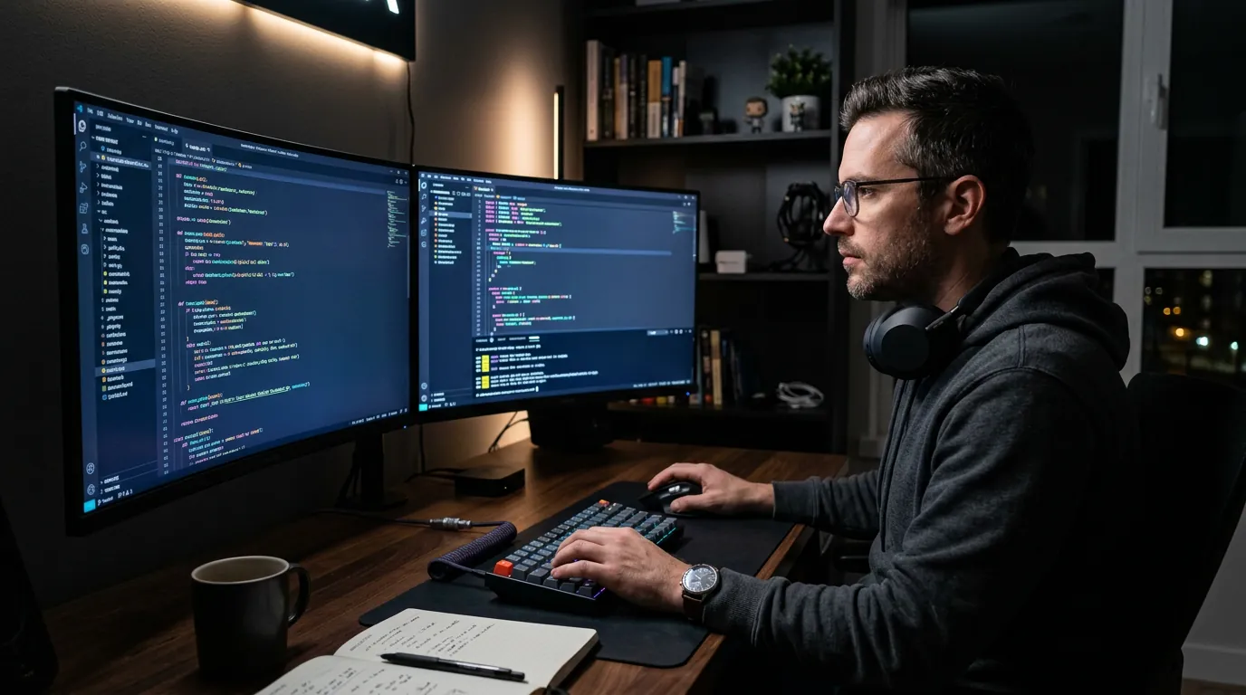 Desenvolvedor usando VS Code para produtividade