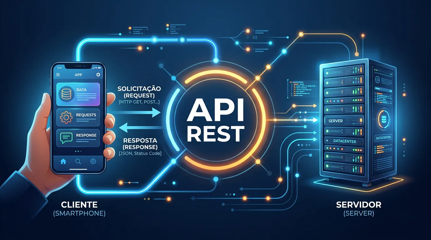 Diagrama de comunicação de API REST com JSON