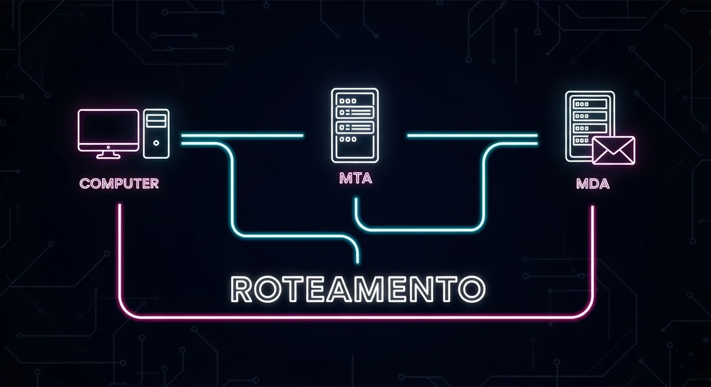 Diagrama de arquitetura de servidor de e-mail MUA MTA MDA