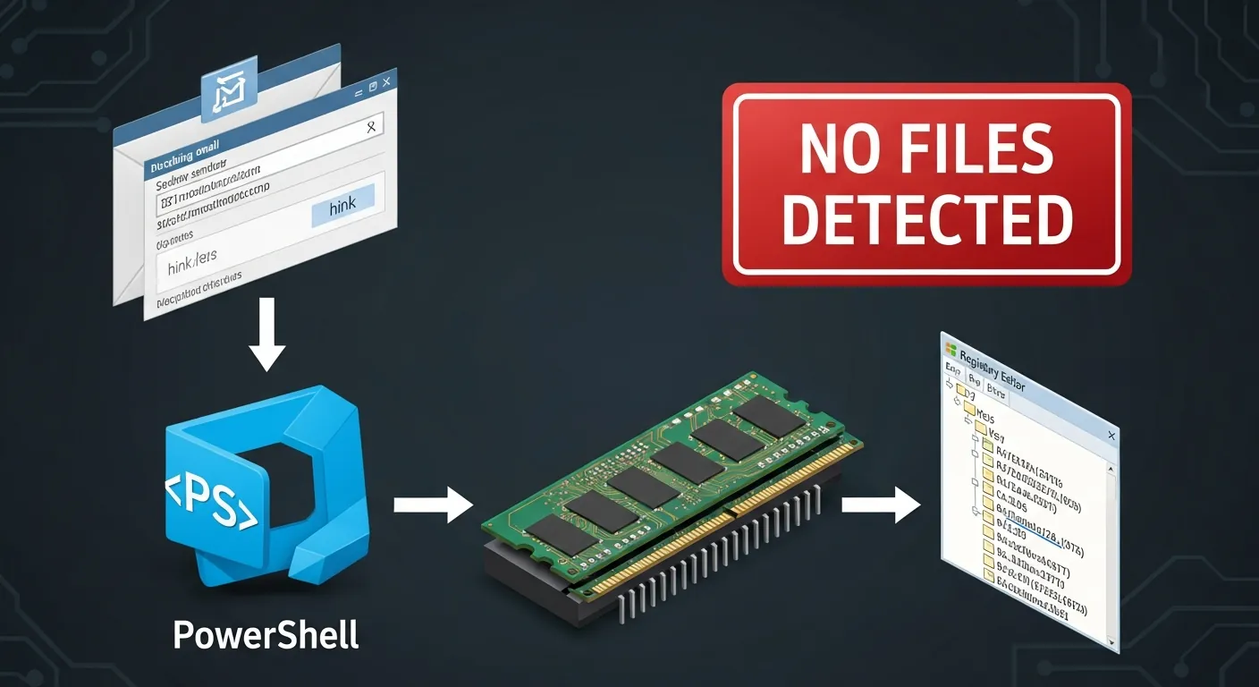 Diagrama de ataque fileless malware