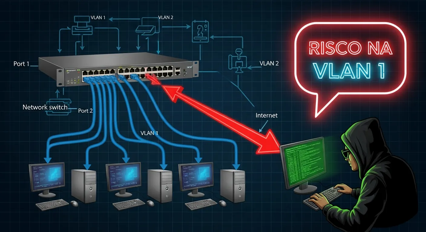 Diagrama de ataque na VLAN 1 do switch