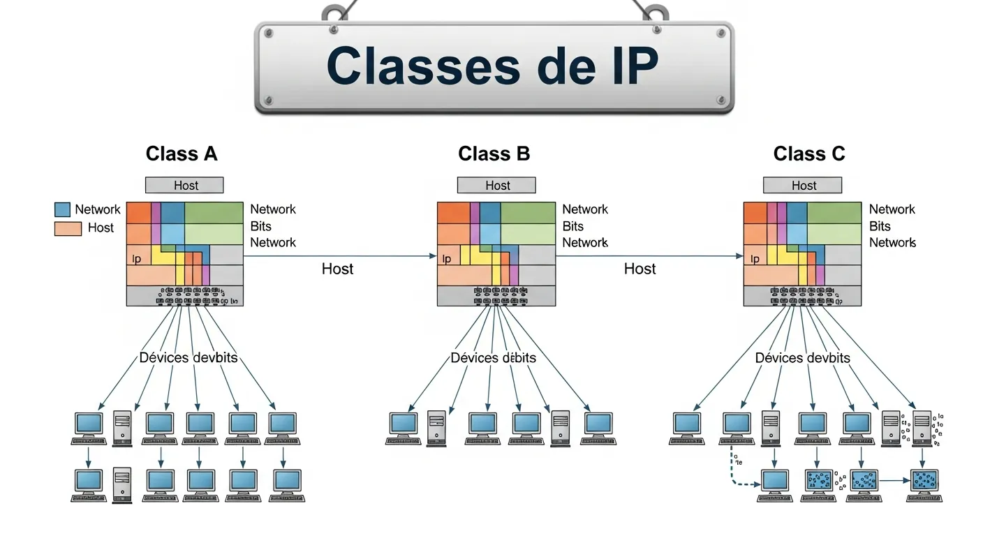 Diagrama das classes de IP A, B e C