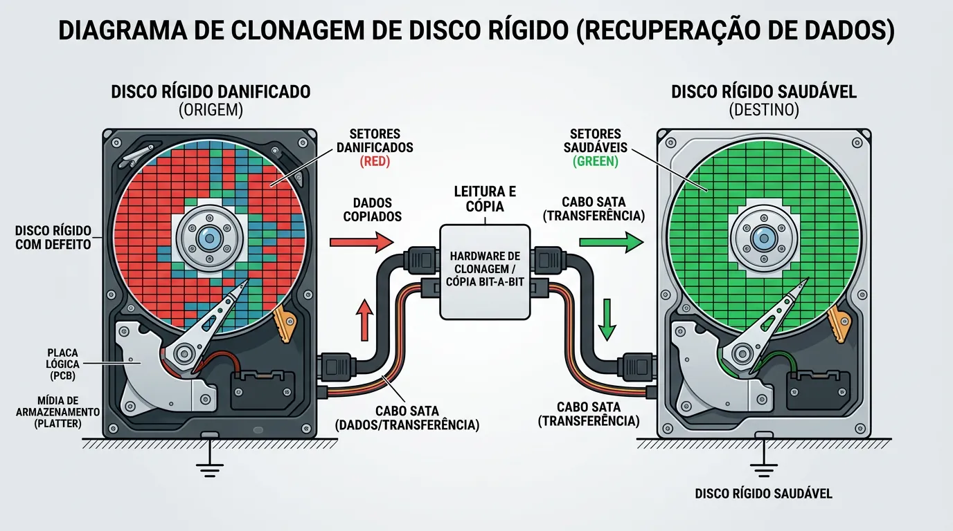Diagrama de clonagem de HD defeituoso com ddrescue