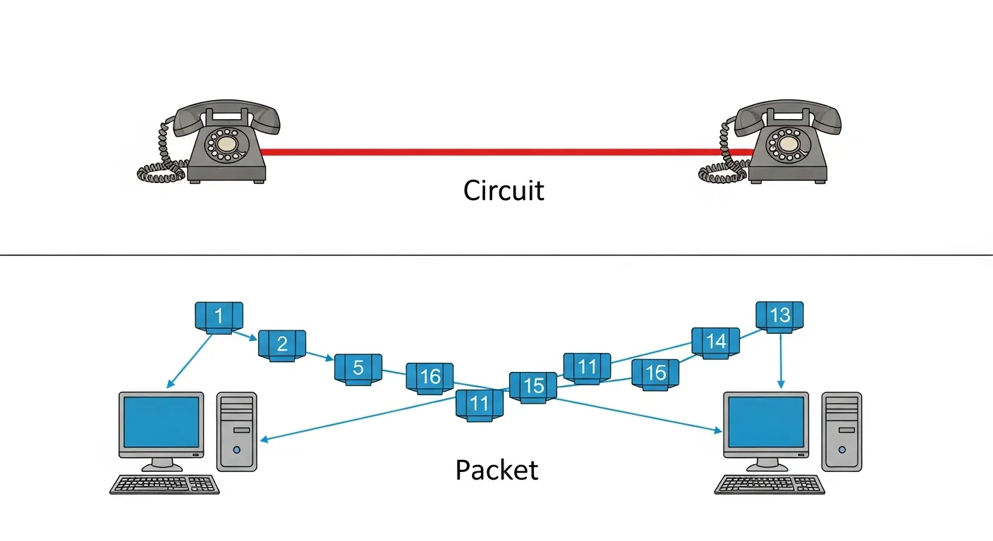 Diagrama de Comutacao de Pacotes e Circuitos