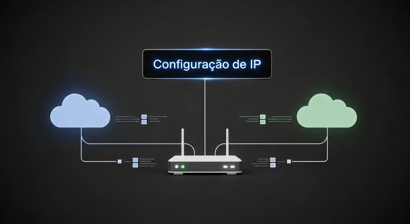Diagrama de rede ilustrando configuração de IP no roteador