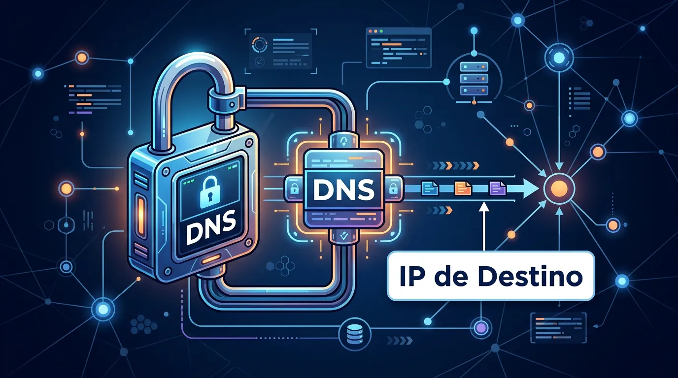 Diagrama de funcionamento do protocolo DNS over HTTPS ocultando a consulta mas revelando o IP