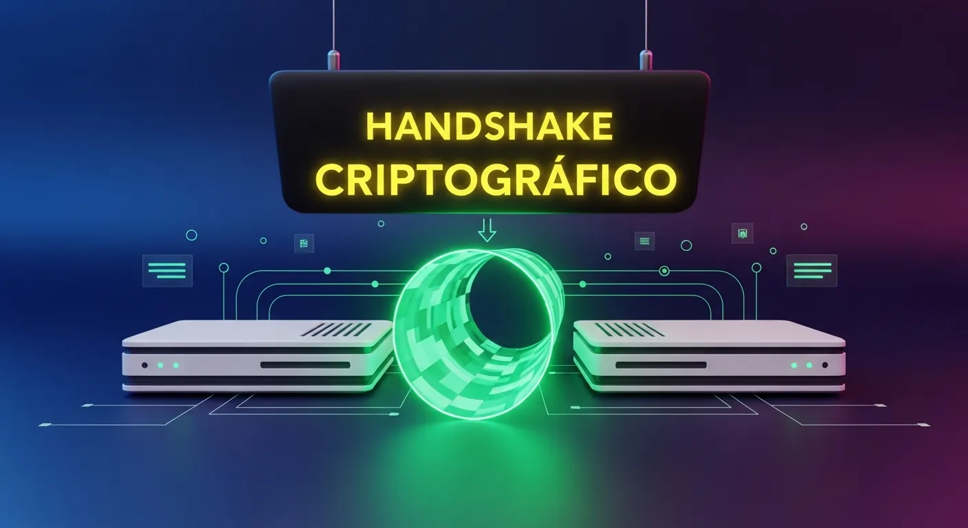 Diagrama de comunicação de rede mostrando o handshake do TLS
