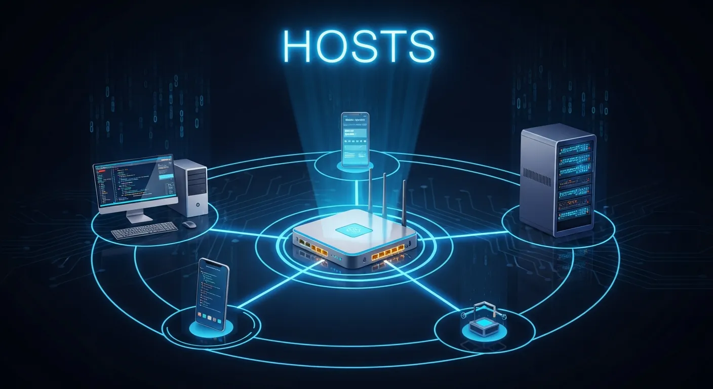 Diagrama de hosts em uma rede de computadores